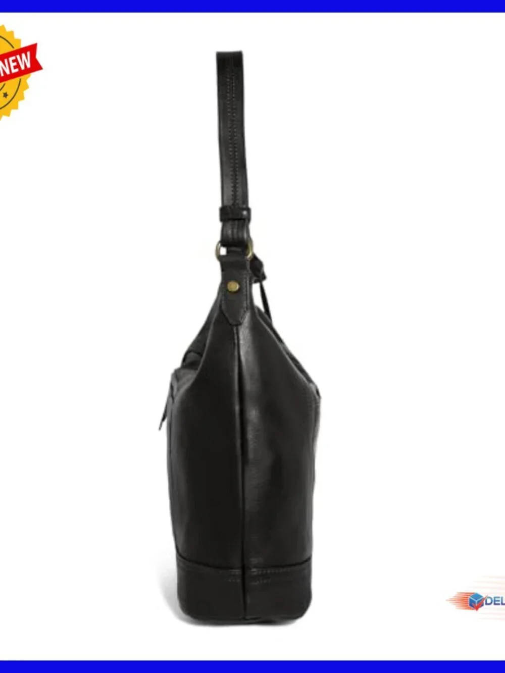 Genuine Leather Hobo Shoulder Bag with Zippered Compartments and Slip Pockets